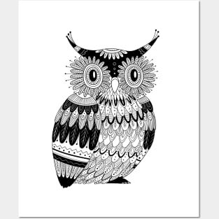 Black owl illustration Posters and Art